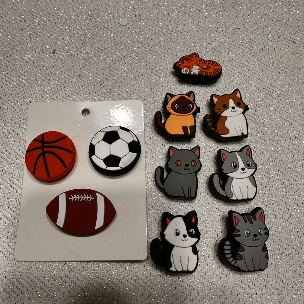 Cat and Sports Shoe Charms / Jibbitz